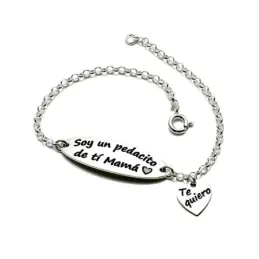 Pulsera plata Ley 925m chapa motivo corazón [AB1490]