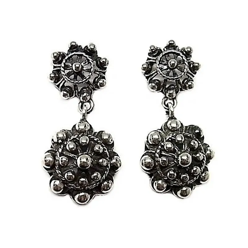 Pendientes plata Ley 925m oxidado motivo charro doble [AB5237]