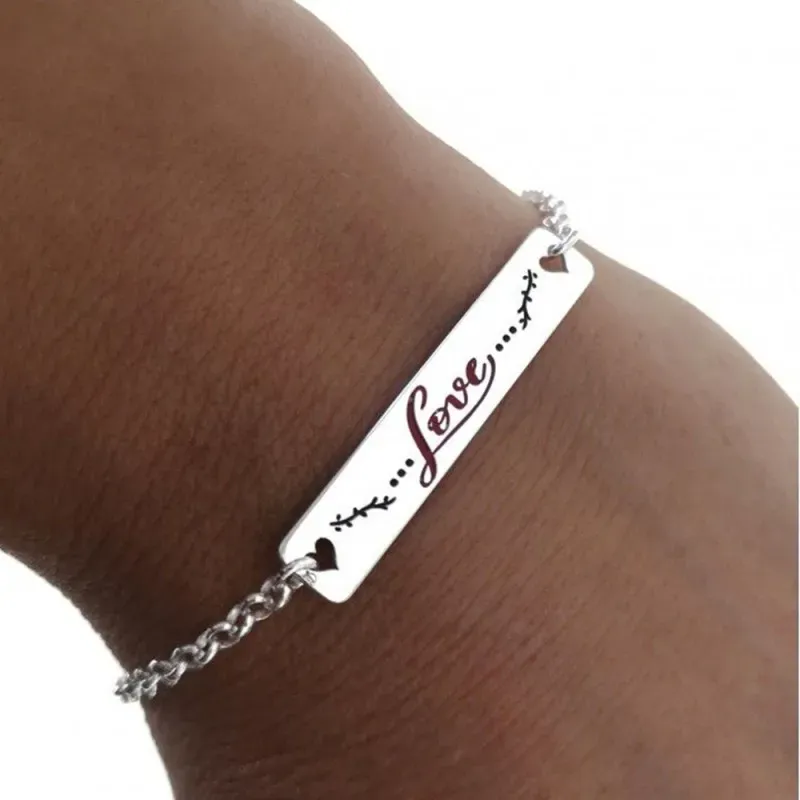 Pulsera plata Ley 925m 18cm. cadena rolo chapa LOVE [AB5373GR]