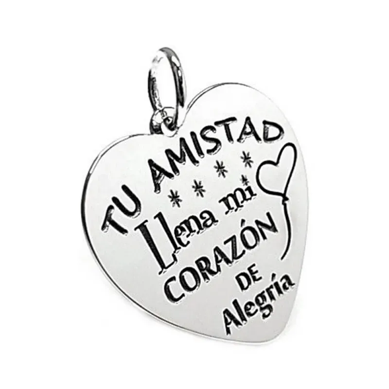 Colgante plata Ley 925m chapa corazón motivo globo corazón [AB5378GR]