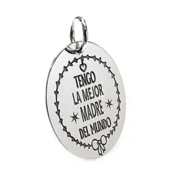 Colgante plata Ley 925m chapa oval mensaje madre lazo [AB5381GR]