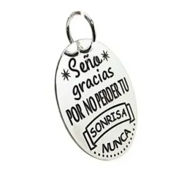 Colgante plata Ley 925m chapa oval mensaje seño [AB5389GR]