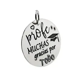 Colgante plata Ley 925m chapa frase motivo birrete corazón [AB5399GR]