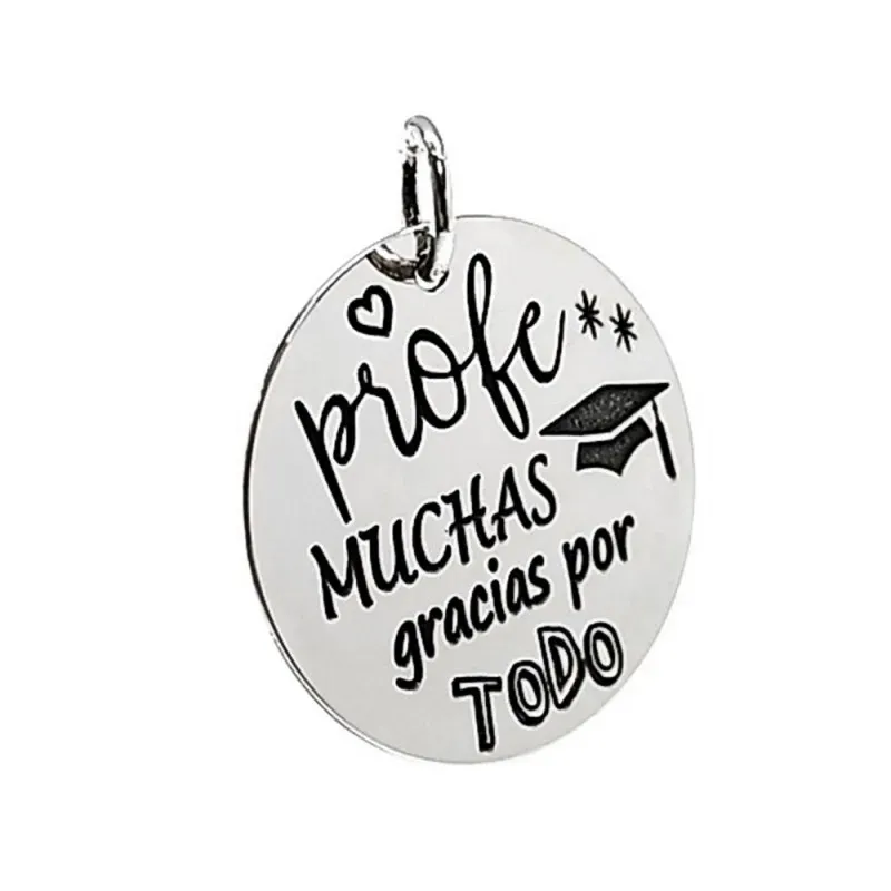 Colgante plata Ley 925m chapa frase motivo birrete corazón [AB5399GR]
