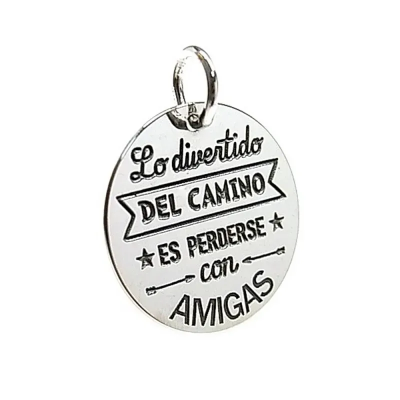 Colgante plata Ley 925m chapa 20mm. lisa mensaje redonda [AB5442GR]