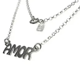 Gargantilla plata Ley 925m 42cm. palabra AMOR cadena rolo [AB6083]