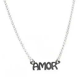 Gargantilla plata Ley 925m 42cm. palabra AMOR cadena rolo [AB6083]