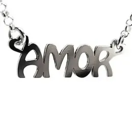 Gargantilla plata Ley 925m 42cm. palabra AMOR cadena rolo [AB6083]