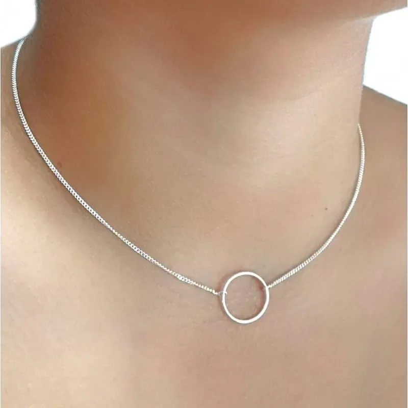 Gargantilla plata Ley 925m cadena 38mm. motivo Karma aro 15mm [AC0392]