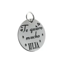 Colgante plata Ley 925m disco mensaje TE QUIERO MUCHO HIJA [AC0403GR]