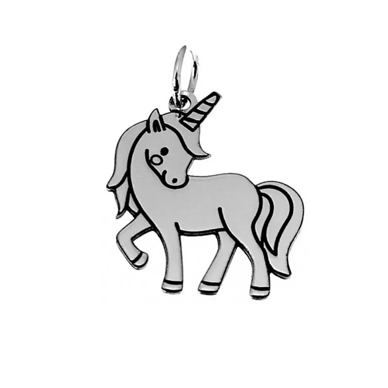 Colgante plata Ley 925m unicornio 20mm. liso [AC0538]