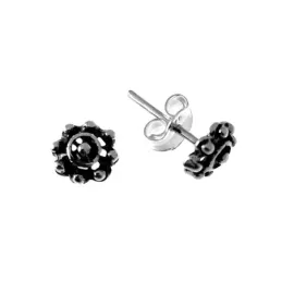 Pendientes plata Ley 925m. charro oxidado 6mm. mujer cierre presión