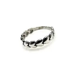 Sortija plata Ley 925m. mujer lisa cuerpo corazones oxidados continuados