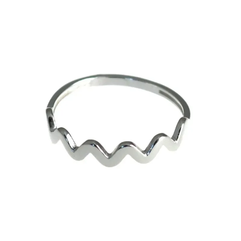 Sortija plata Ley 925m. mujer lisa forma ondas