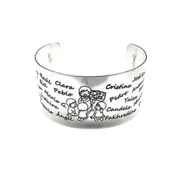 Brazalete plata Ley 925m liso nombres personalizados detalle profesora libro niños