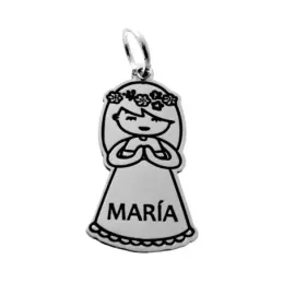 Colgante plata Ley 925m niña comunión lisa 22mm. nombre personalizado