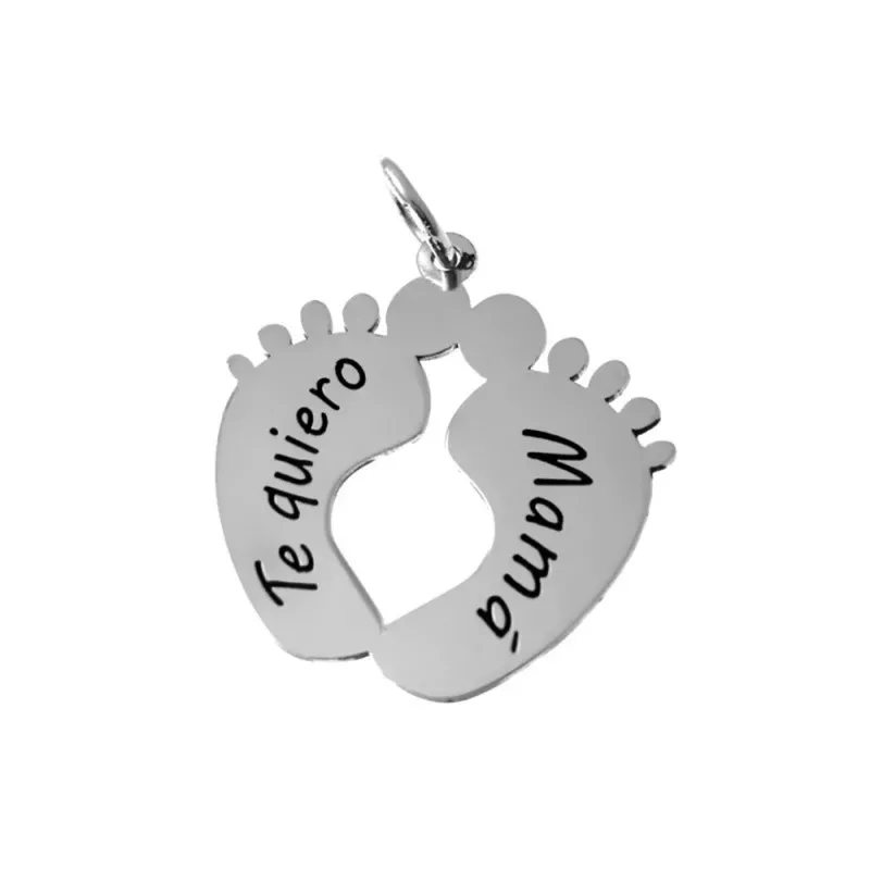 Colgante plata Ley 925m liso 22mm. forma huellas pies personalizados