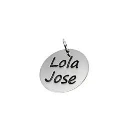 Colgante plata Ley 925m disco 21mm. liso personalizado asa abierta para pulsera o gargantilla