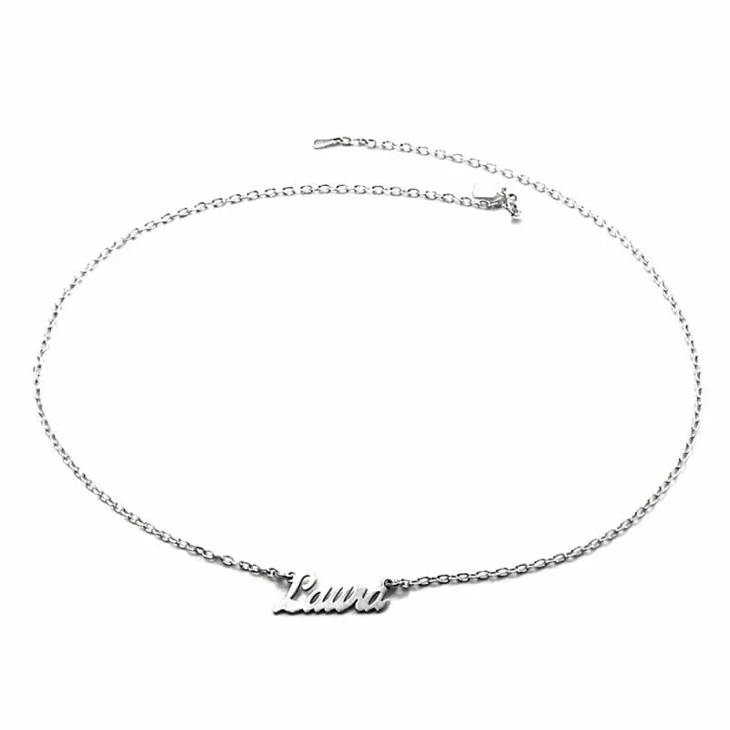 Gargantilla plata Ley 925m cadena 42cm. letras nombre personalizado cierre reasa