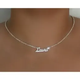 Gargantilla plata Ley 925m cadena 42cm. letras nombre personalizado cierre reasa