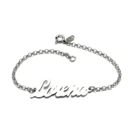 Pulsera plata Ley 925m lisa silueta nombre personalizado cadena rolo cierre reasa