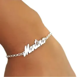 Pulsera plata Ley 925m cadena rolo 18cm. lisa silueta nombre personalizado cierre reasa