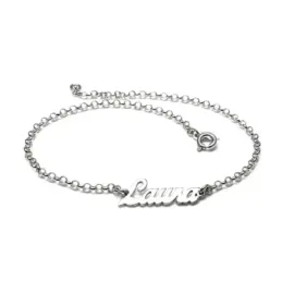Tobillera plata Ley 925m cadena rolo 23cm. centro nombre liso personalizado cierre reasa