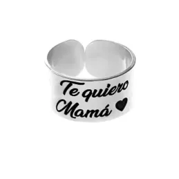 Sortija plata Ley 925m lisa ancho 10mm. frase personalizada parte trasera abierta