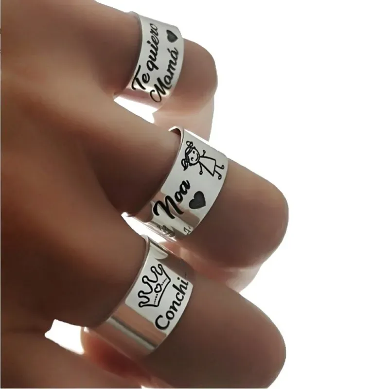 Sortija plata Ley 925m lisa ancho 10mm. frase personalizada parte trasera abierta