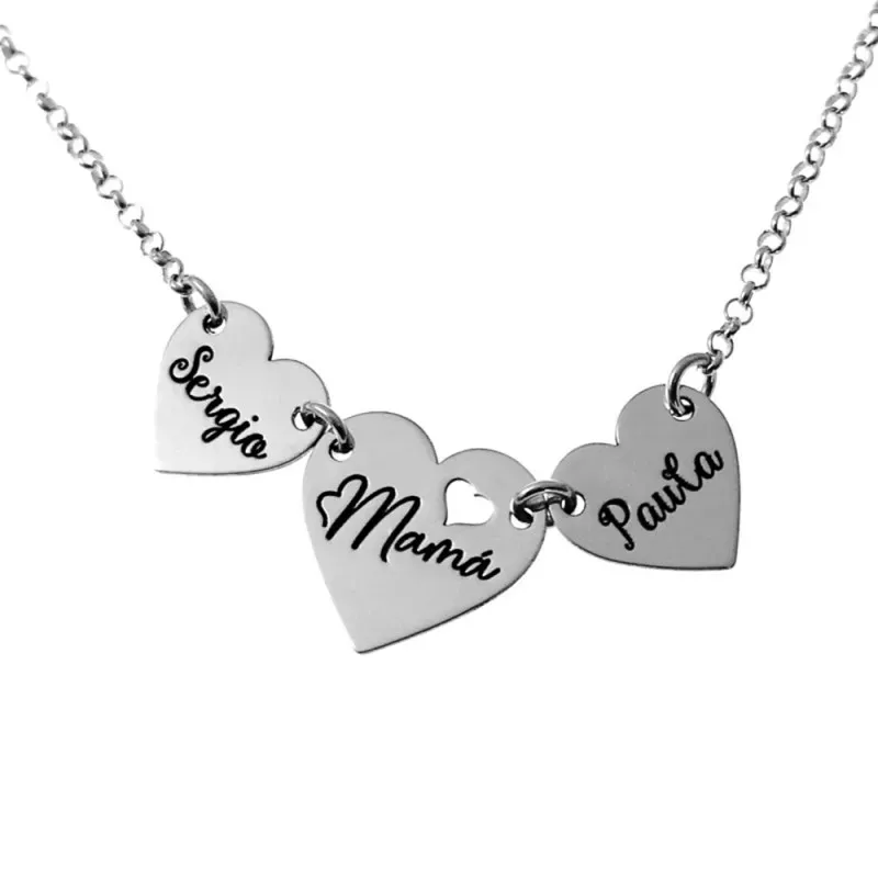 Gargantilla plata Ley 925m cadena rolo 39.5cm. personalizable corazón mensaje