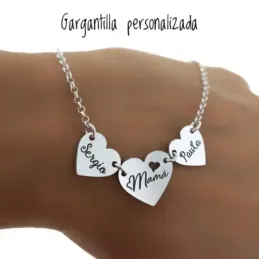 Gargantilla plata Ley 925m cadena rolo 39.5cm. personalizable corazón mensaje