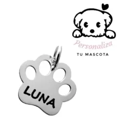Colgante plata Ley 925m huella perro 15mm. personalizable nombre