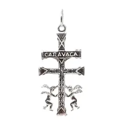 Colgante plata Ley 925m cruz Caravaca 40mm. cristo ángeles