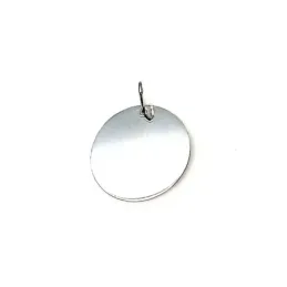 Colgante plata ley 925m 21mm. disco liso plano unisex grabación imagen incluida