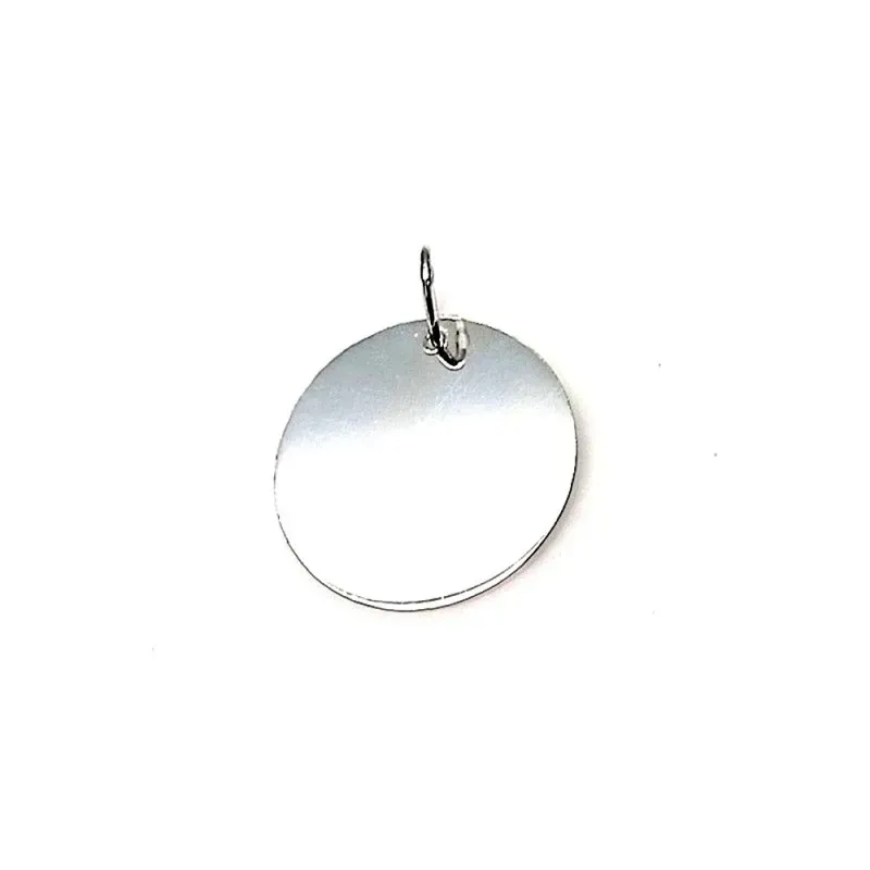 Colgante plata ley 925m 21mm. disco liso plano unisex grabación imagen incluida