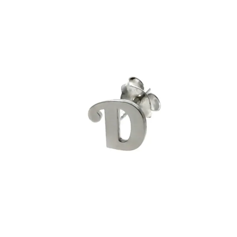 Pendiente plata Ley 925m medio par personalizable 5mm. letra inicial a elegir liso cierre presión