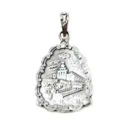 Virgen de la Cabeza medalla plata Ley 925m maciza 34 mm. detalle dela