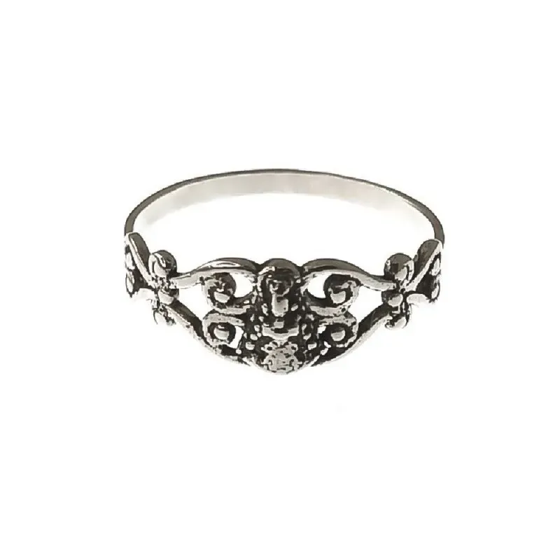 Virgen del Rocío sortija plata Ley 925m mujer calada oxidada
