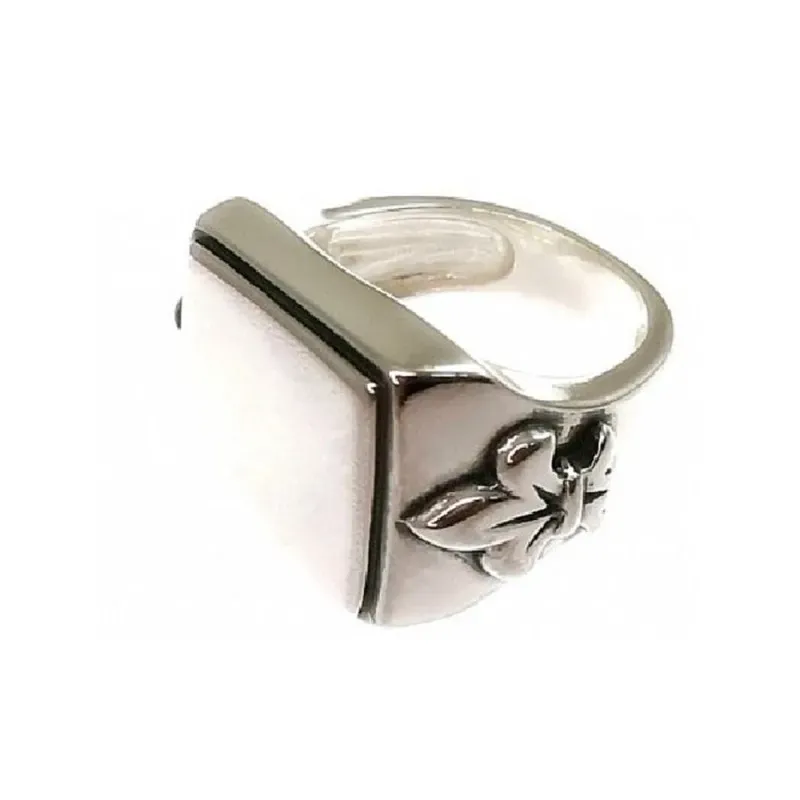 Sello plata Ley 925m hombre cuadrado detalle lateral combinado liso