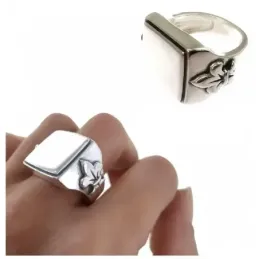 Sello plata Ley 925m hombre cuadrado detalle lateral combinado liso