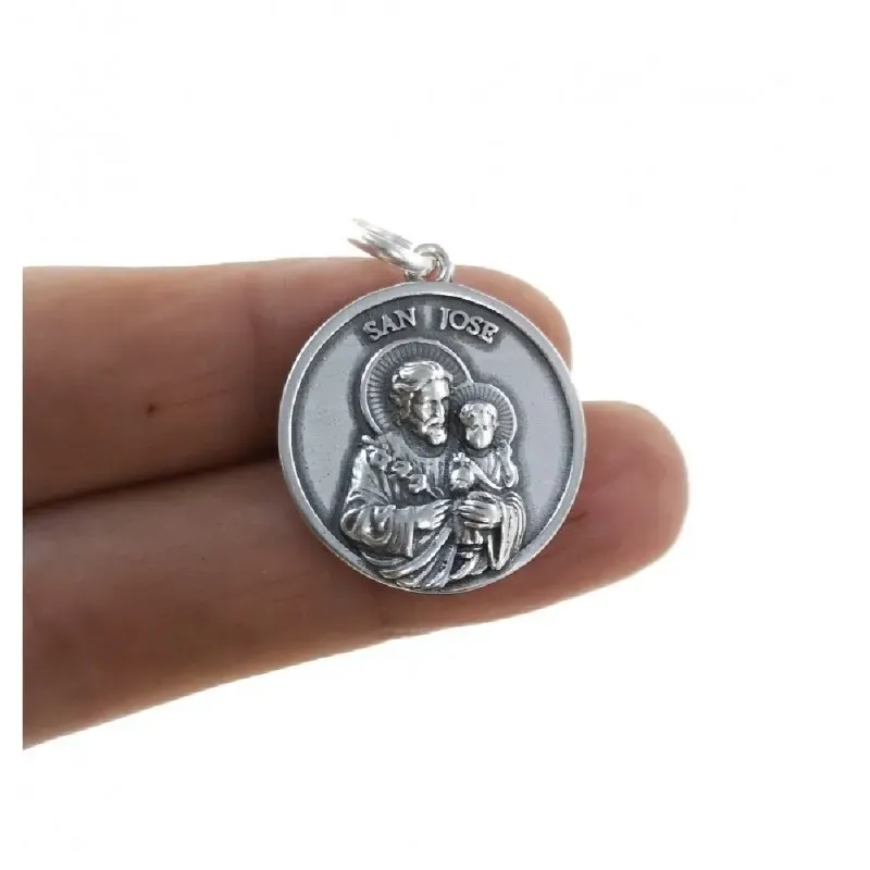 San José medalla plata Ley 925m colgante 22 mm. detalles
