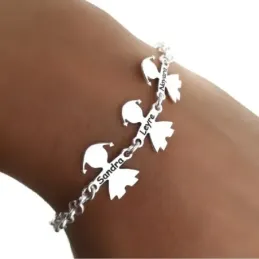 Pulsera plata Ley 925m mujer 19 cm. figura niños nombres personalizad