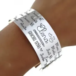 Brazalete plata Ley 925m mujer abierto mensaje GRACIAS SEÑO personali