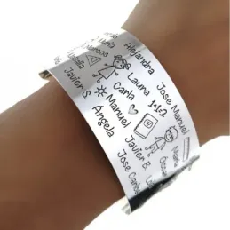 Brazalete plata Ley 925m mujer abierto profesora personalizable nombr