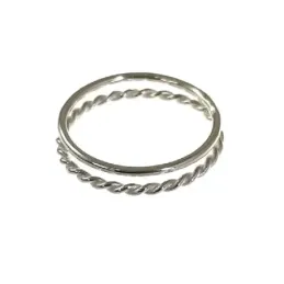 Sortija plata Ley 925m mujer dos hilos liso combinado reliado