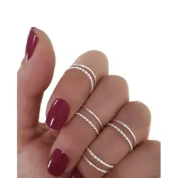 Sortija plata Ley 925m mujer dos hilos liso combinado reliado