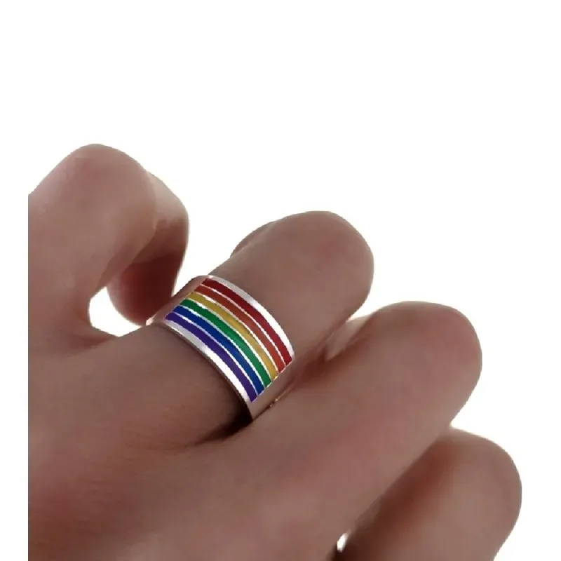 Sortija plata Ley 925m unisex LGTBI esmaltada colores lisa