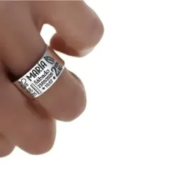 Sortija plata Ley 925m mujer personalizable nacimiento bebé abierta