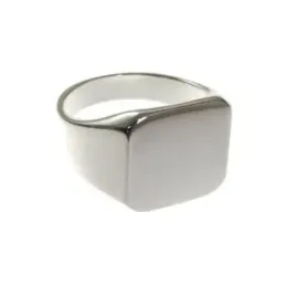 Sello plata Ley 925m hombre cuadrado macizo liso