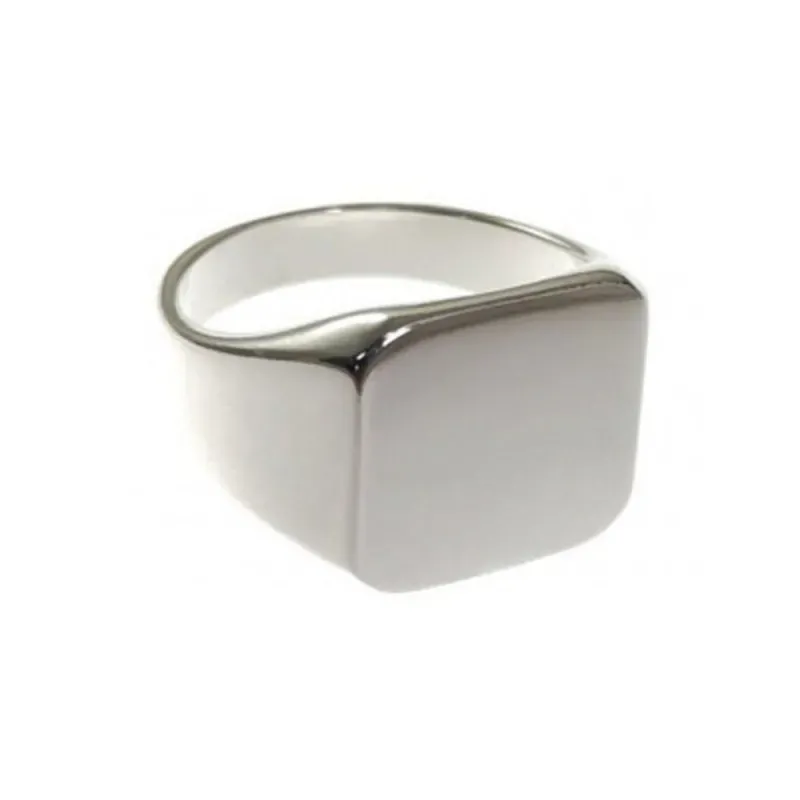 Sello plata Ley 925m hombre cuadrado macizo liso